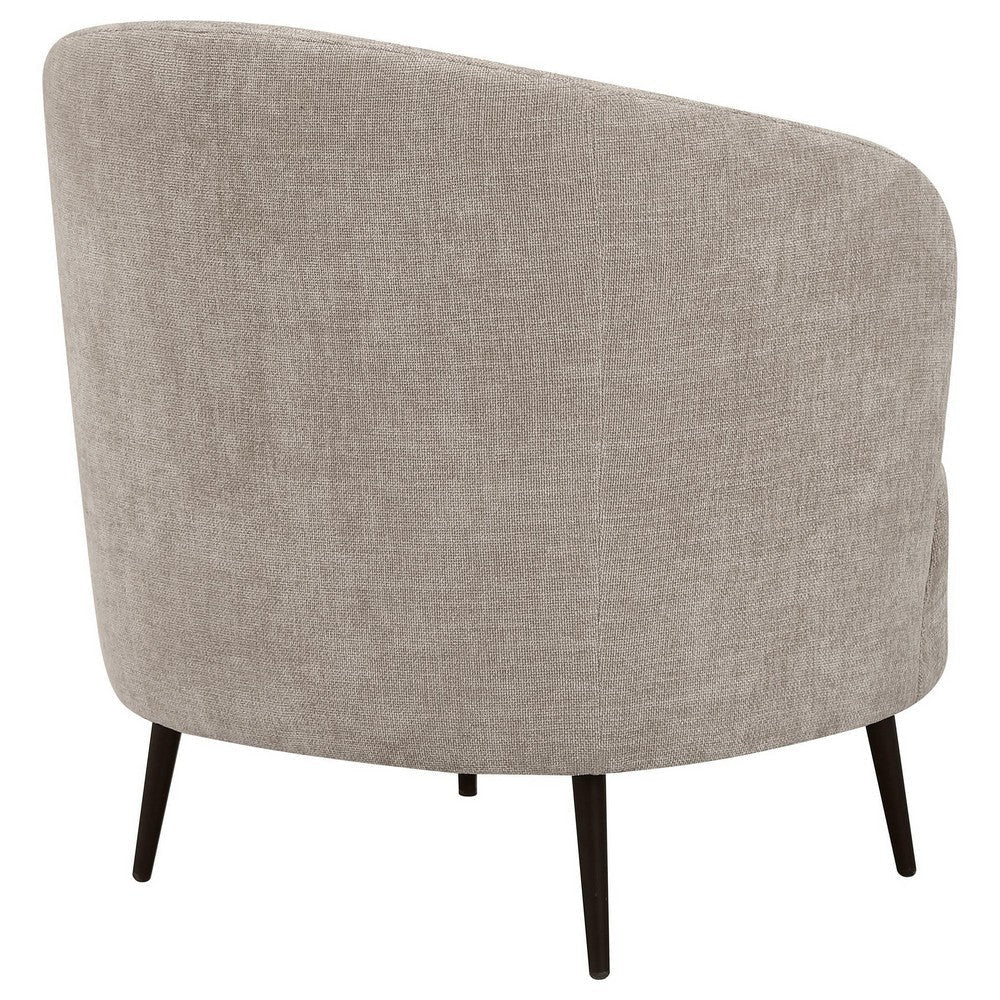 Zui Curved Accent Armchair 33 Inch Beige Modern Sleek Tapered Metal Legs BM330059
