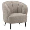 Zui Curved Accent Armchair, 33 Inch, Beige, Modern Sleek Tapered Metal Legs