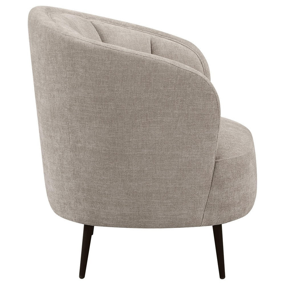 Zui Curved Accent Armchair 33 Inch Beige Modern Sleek Tapered Metal Legs BM330059