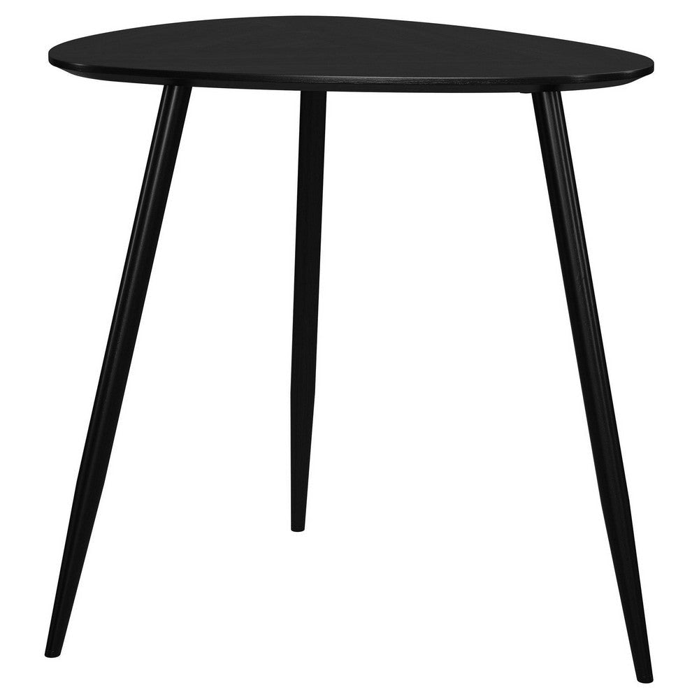 Deso Side End Table 20 Inch Triangular Black Mango Wood Metal Legs BM330063