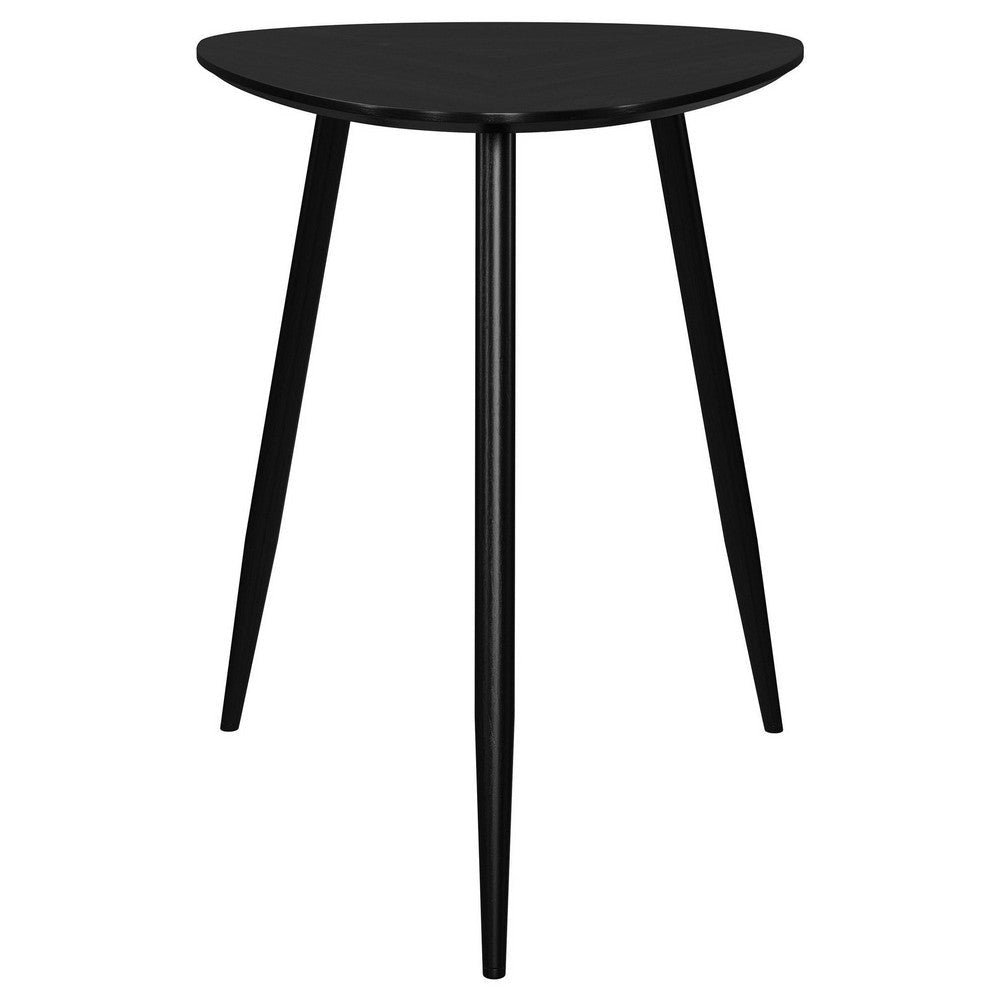Deso Side End Table 20 Inch Triangular Black Mango Wood Metal Legs BM330063