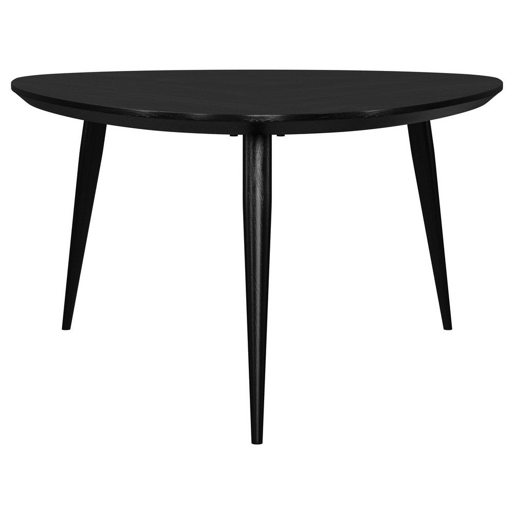 Deso Coffee Table 39 Inch Triangular Black Mango Wood Metal Legs BM330064