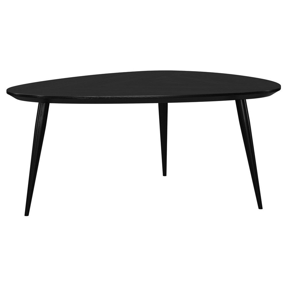 Deso Coffee Table 39 Inch Triangular Black Mango Wood Metal Legs BM330064