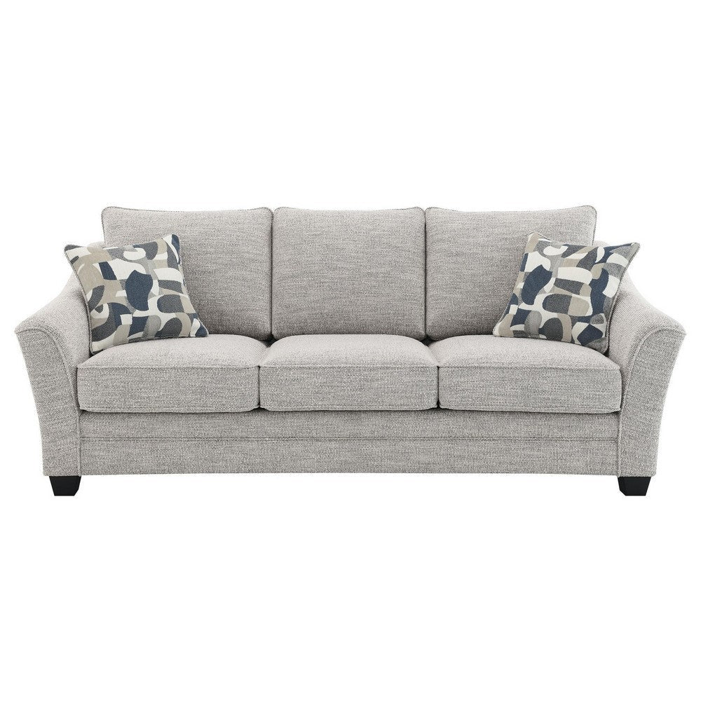 Kito Sofa 84 Inch Modern Light Gray Fabric 2 Accent Throw Pillows BM330068