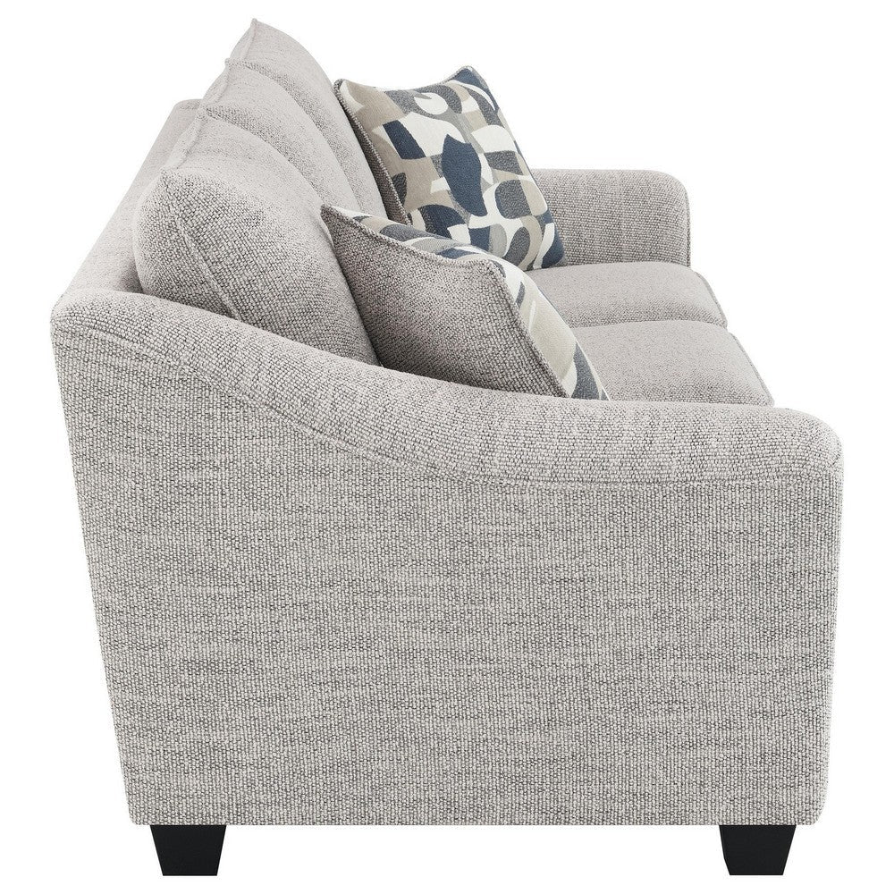 Kito Sofa 84 Inch Modern Light Gray Fabric 2 Accent Throw Pillows BM330068