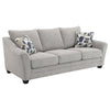 Kito Sofa, 84 Inch Modern Light Gray Fabric, 2 Accent Throw Pillows