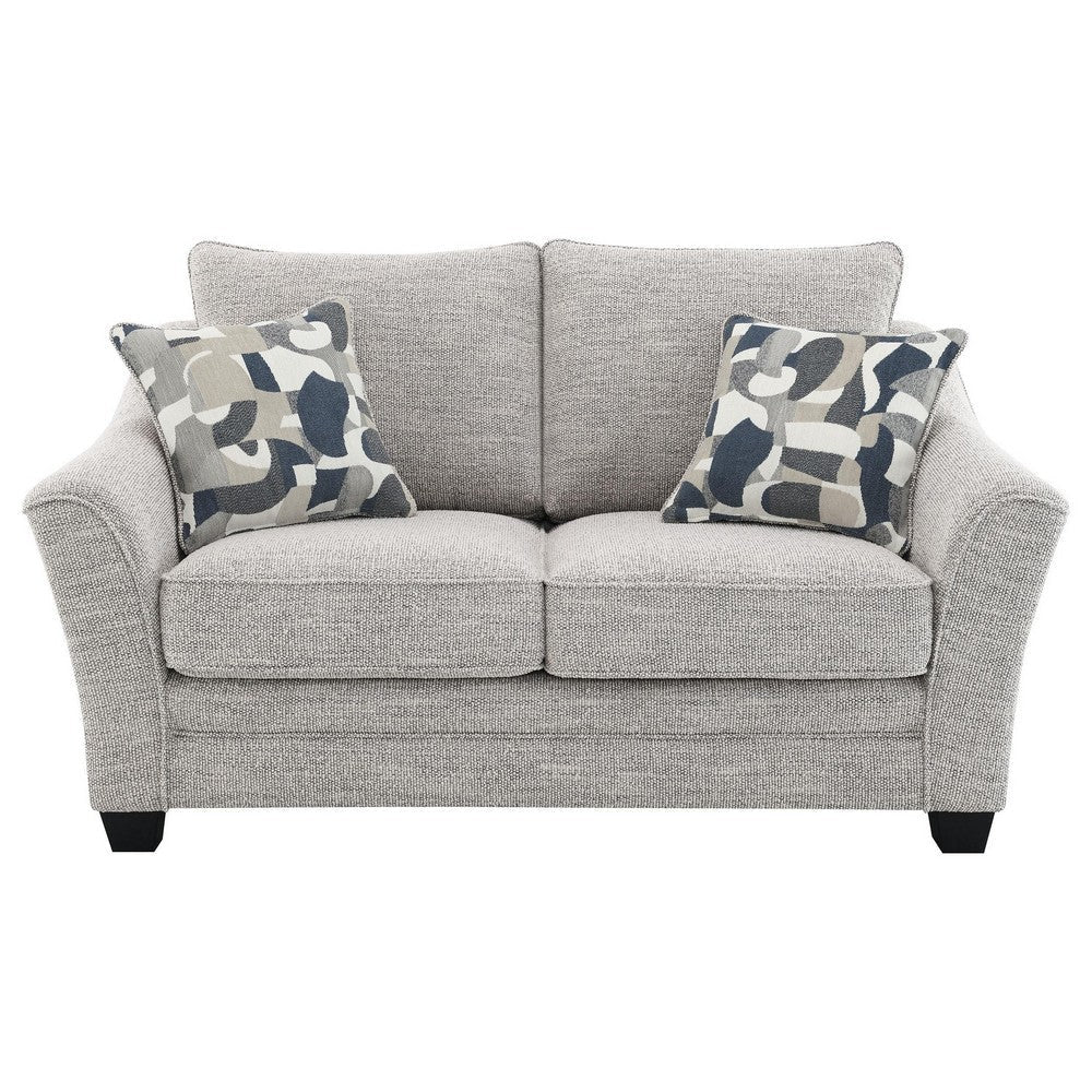 Kito Loveseat 61 Inch Modern Light Gray Fabric 2 Accent Pillows BM330069