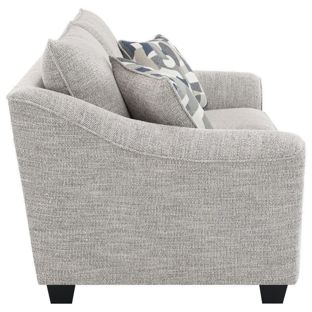 Kito Loveseat 61 Inch Modern Light Gray Fabric 2 Accent Pillows BM330069