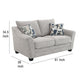 Kito Loveseat 61 Inch Modern Light Gray Fabric 2 Accent Pillows BM330069