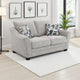 Kito Loveseat, 61 Inch Modern Light Gray Fabric, 2 Accent Pillows