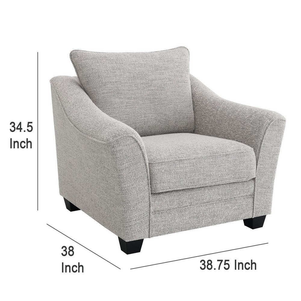 Kito Armchair 39 Inch Modern Light Gray Fabric Angled Track Armrests BM330070