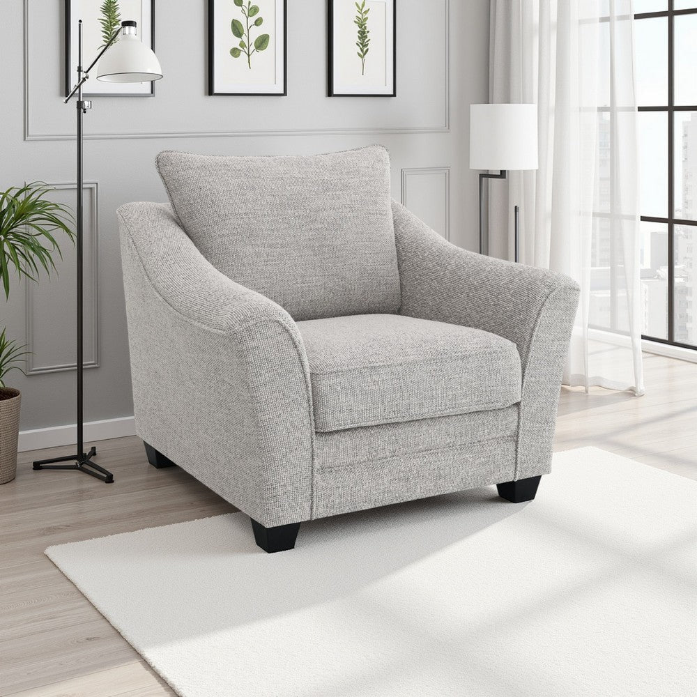 Kito Armchair, 39 Inch Modern Light Gray Fabric, Angled Track Armrests