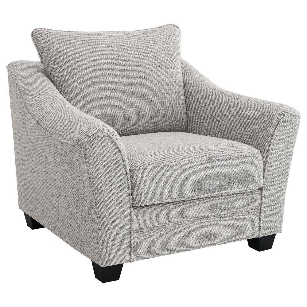 Kito Armchair, 39 Inch Modern Light Gray Fabric, Angled Track Armrests