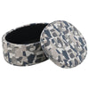 Kito Oval Accent Ottoman 39 Inch Hidden Storage Patterned Fabric BM330071