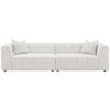 Lopo 114 Inch Long Sofa Grid Tufted Off White Fabric 2 Accent Pillows BM330072