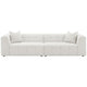 Lopo 114 Inch Long Sofa Grid Tufted Off White Fabric 2 Accent Pillows BM330072