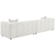 Lopo 114 Inch Long Sofa Grid Tufted Off White Fabric 2 Accent Pillows BM330072