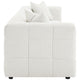 Lopo 114 Inch Long Sofa Grid Tufted Off White Fabric 2 Accent Pillows BM330072