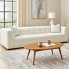 Lopo 114 Inch Long Sofa, Grid Tufted Off White Fabric 2 Accent Pillows