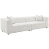 Lopo 114 Inch Long Sofa Grid Tufted Off White Fabric 2 Accent Pillows BM330072