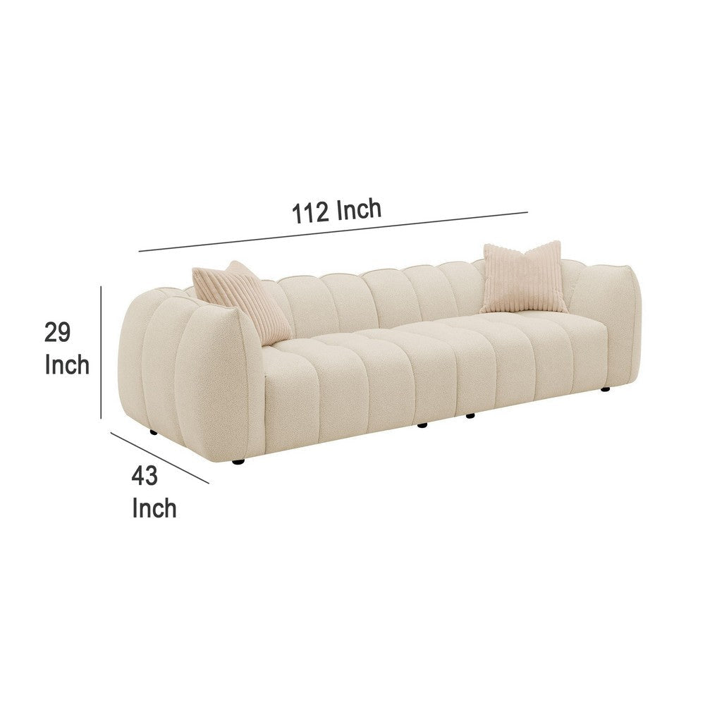 Wino 112 Inch Long Sofa Sand Beige Bubble Design 2 Accent Pillows BM330074