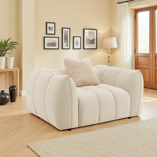 Wino Large Armchair, 58 Inch Sand Beige Bubble Design, 1 Accent Pillow