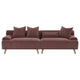 Beno Long Sofa 103 Inch Retro Burgundy Red Corduroy 4 Throw Pillows BM330076
