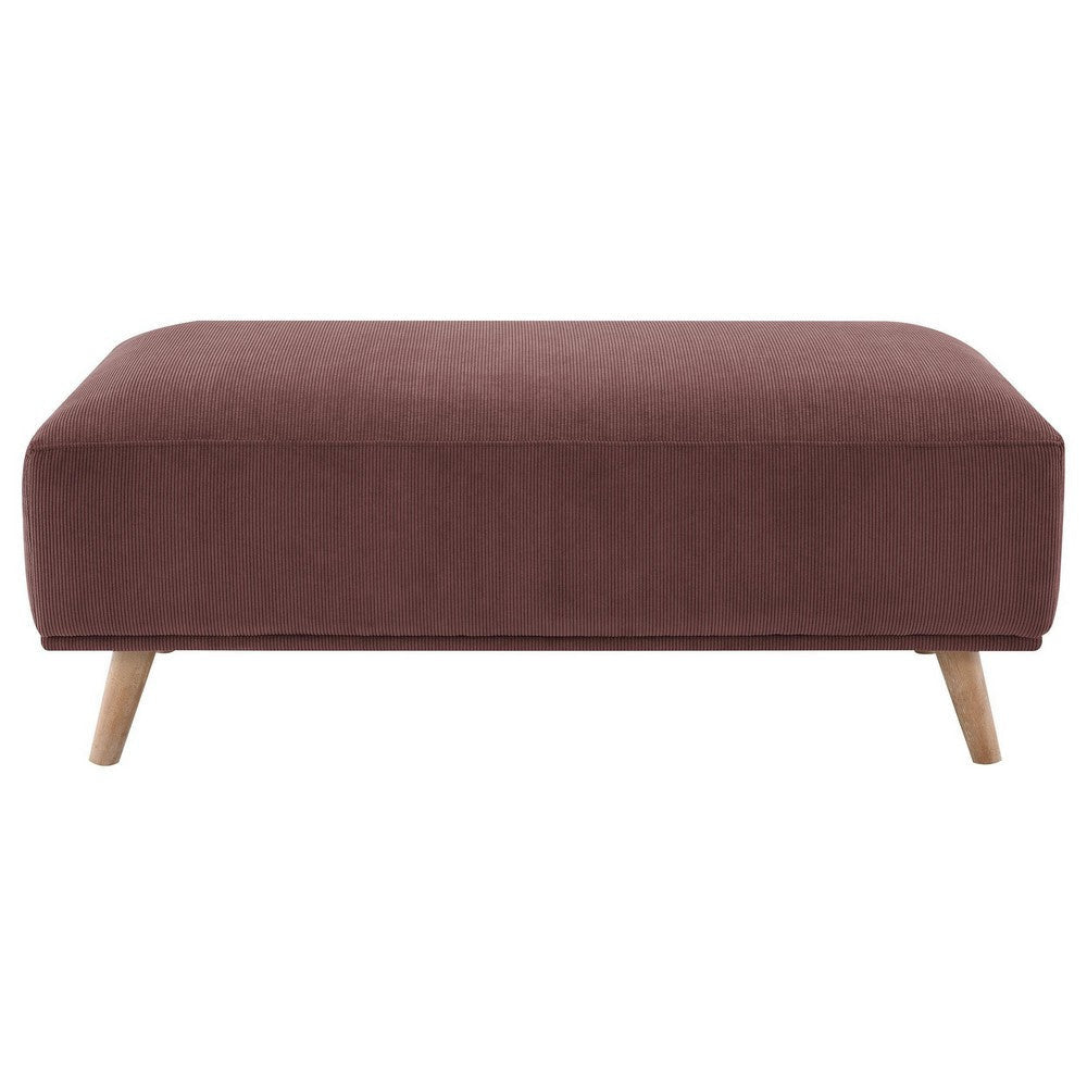 Beno Accent Ottoman 51 Inch Retro Burgundy Red Corduroy Angled Legs BM330077