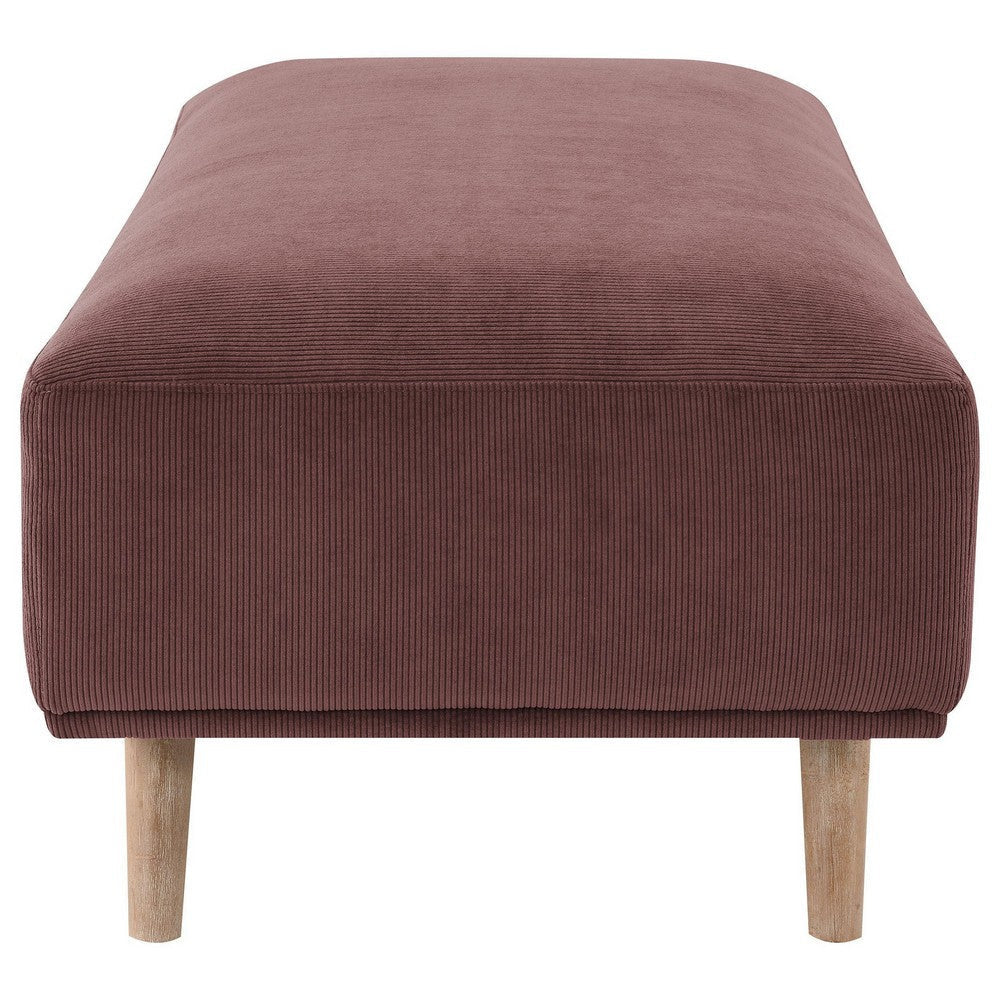 Beno Accent Ottoman 51 Inch Retro Burgundy Red Corduroy Angled Legs BM330077