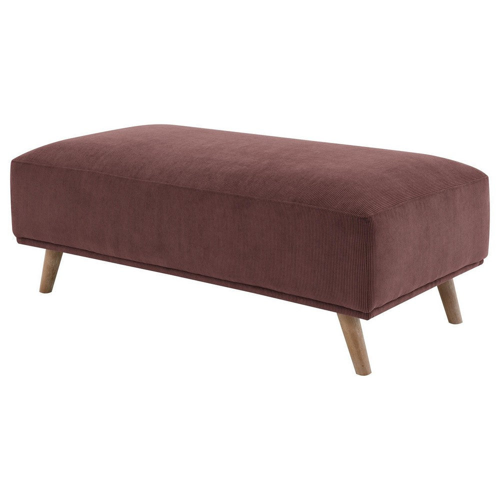Beno Accent Ottoman 51 Inch Retro Burgundy Red Corduroy Angled Legs BM330077