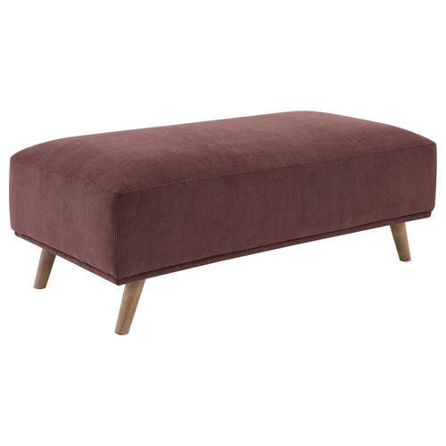 Beno Accent Ottoman, 51 Inch Retro Burgundy Red Corduroy, Angled Legs