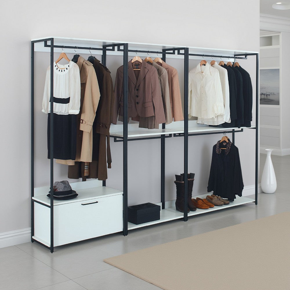 Cox Modular Closet System, 5 Shelves 5 Hanging Rods, Black Metal