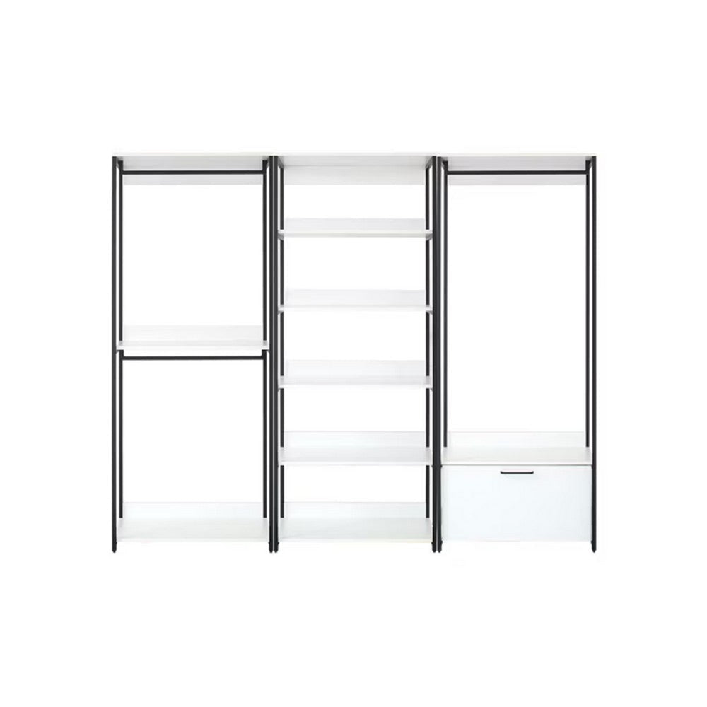 Cox Modular Closet System, 8 Shelves, 3 Hanging Rods, Black Metal