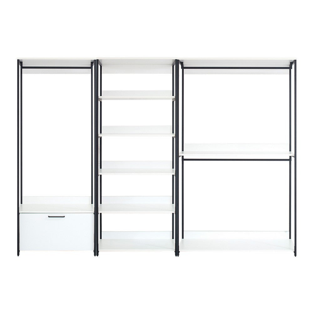 Cox Modular Wide Closet System 3 Hanging Rods 8 Shelves Black Metal BM330081