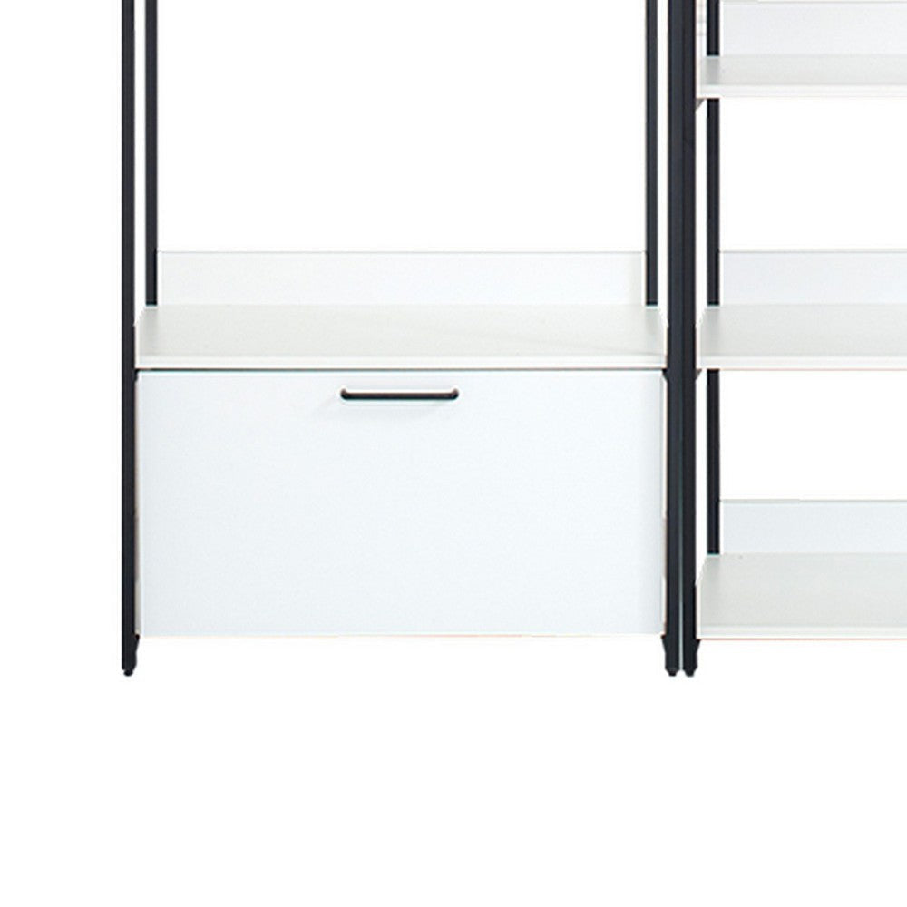 Cox Modular Wide Closet System 3 Hanging Rods 8 Shelves Black Metal BM330081