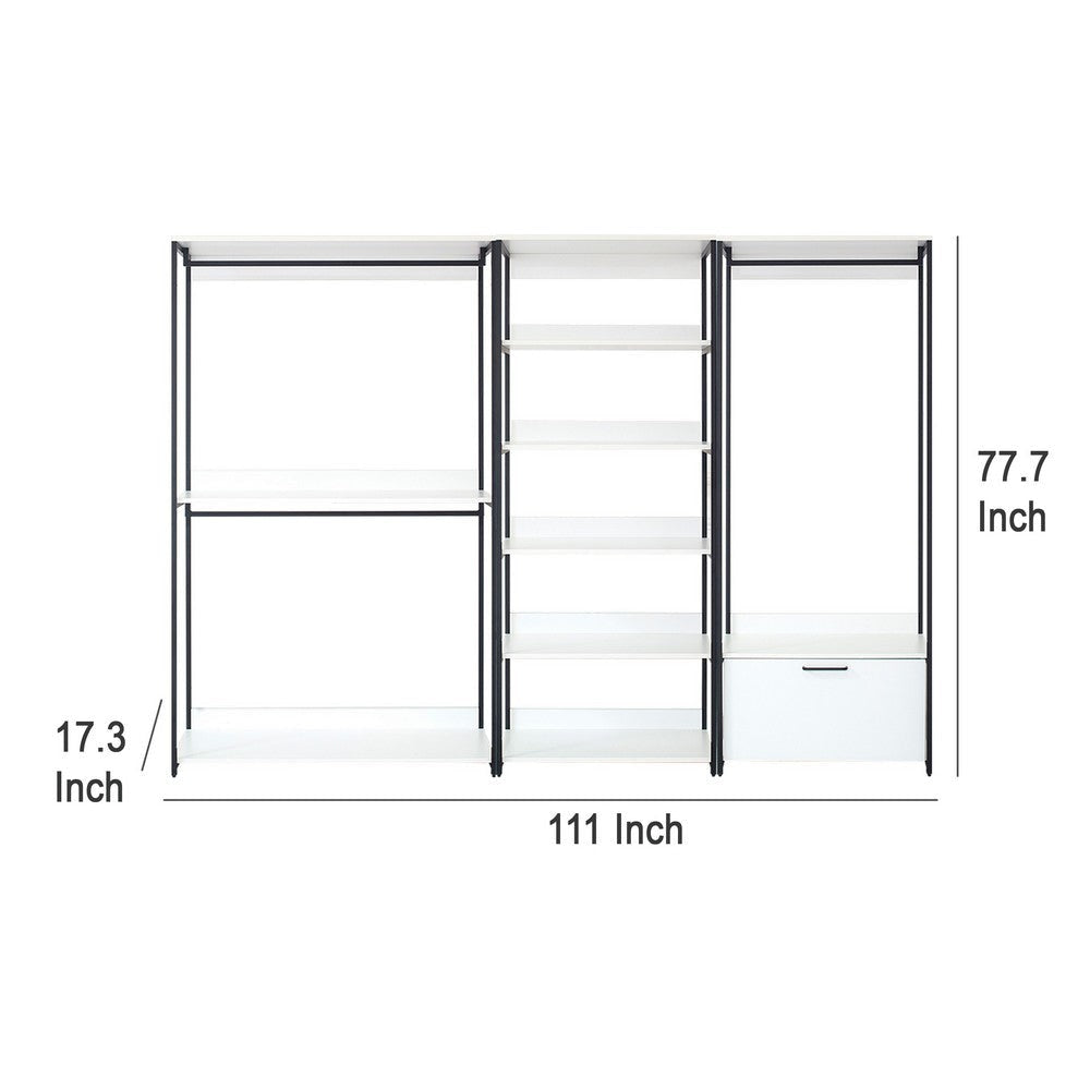 Cox Modular Wide Closet System 3 Hanging Rods 8 Shelves Black Metal BM330081