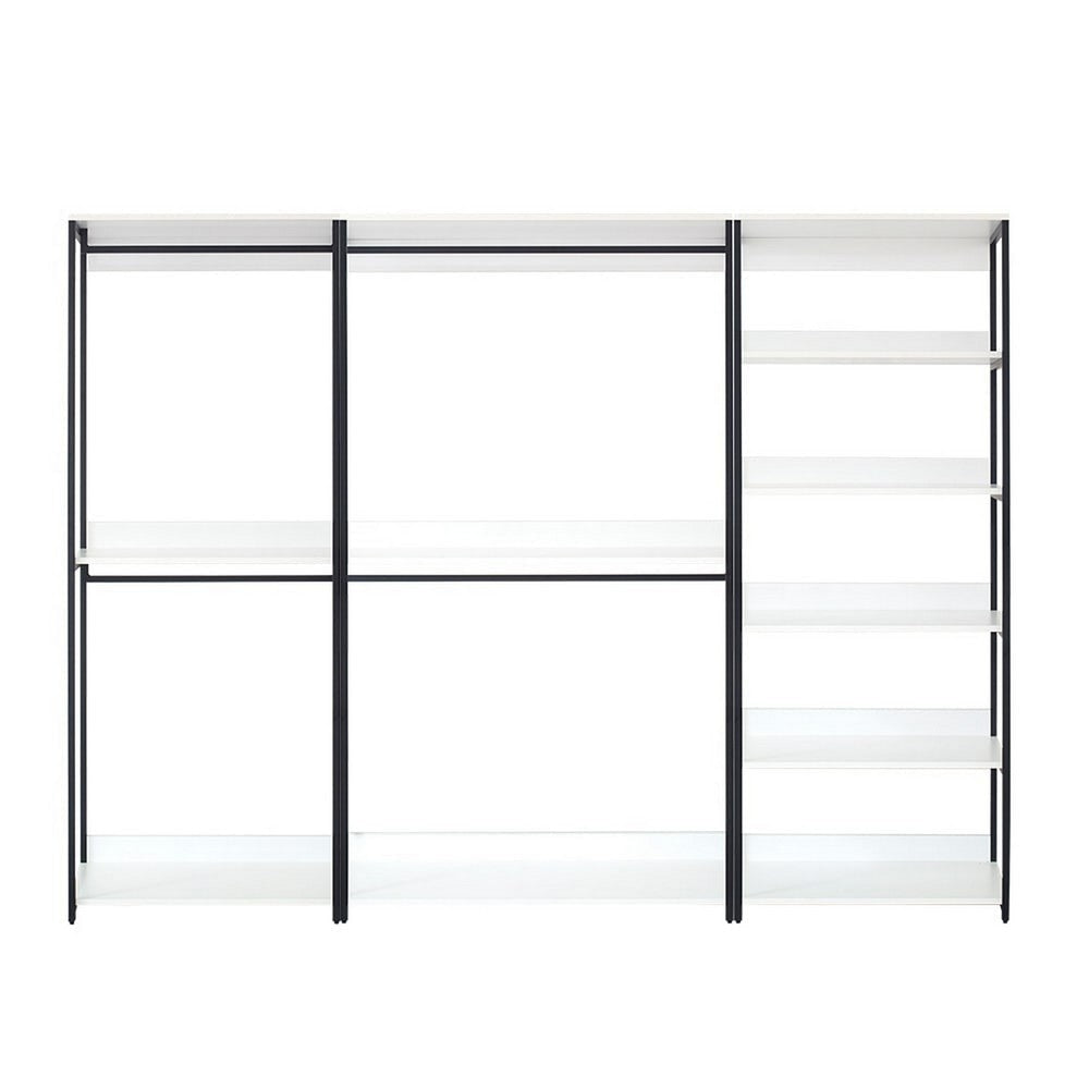 Cox Modular Closet System, 4 Hanging Rods, 9 Shelves, Black Metal