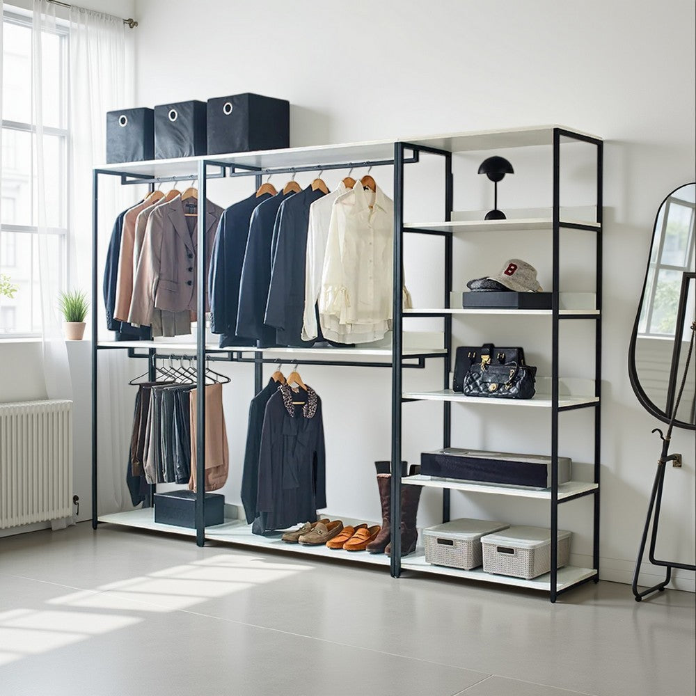 Cox Modular Closet System, 4 Hanging Rods, 9 Shelves, Black Metal