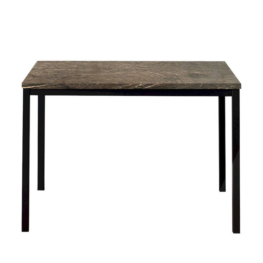 Rary Computer Writing Desk 47 Inch Black Metal Dark Brown Wood Top