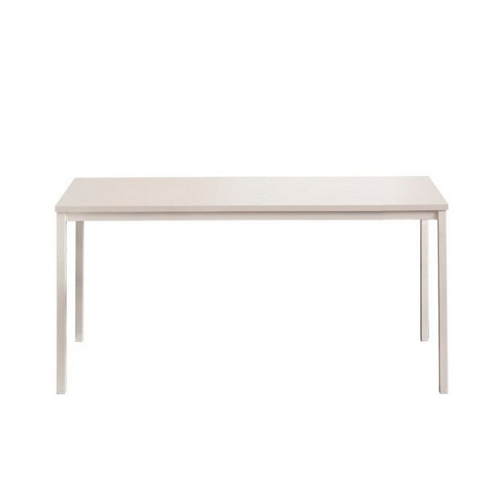 Rary Computer Desk 47 Inch White Metal Frame Matching Wood Top