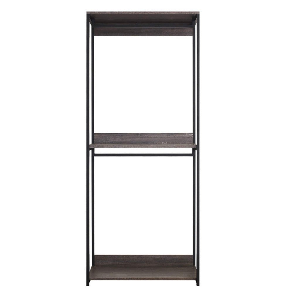Gin Modular Closet System 5 Hanging Rods 5 Shelves Black Metal BM330091