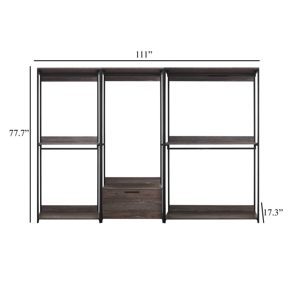 Gin Modular Closet System 5 Hanging Rods 5 Shelves Black Metal BM330091