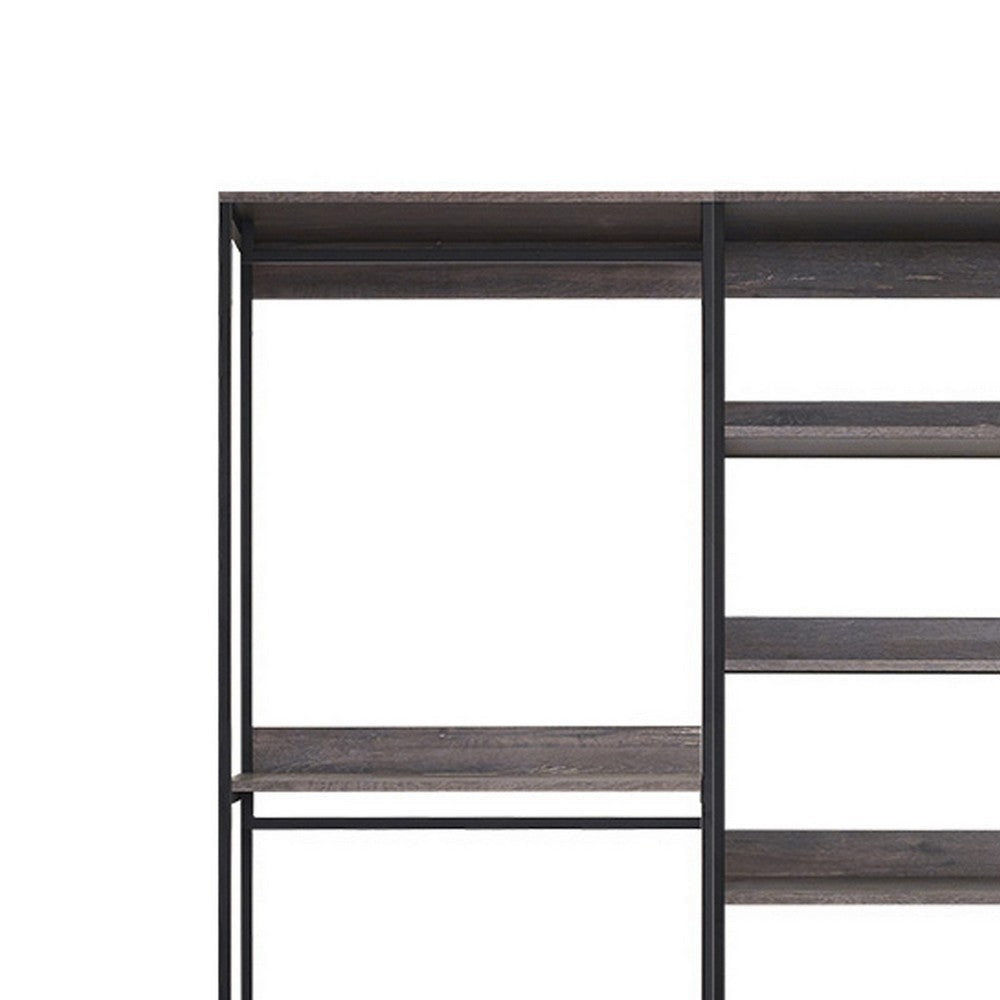 Gin Modular Closet System 3 Hanging Rods 8 Shelves Black Metal BM330092