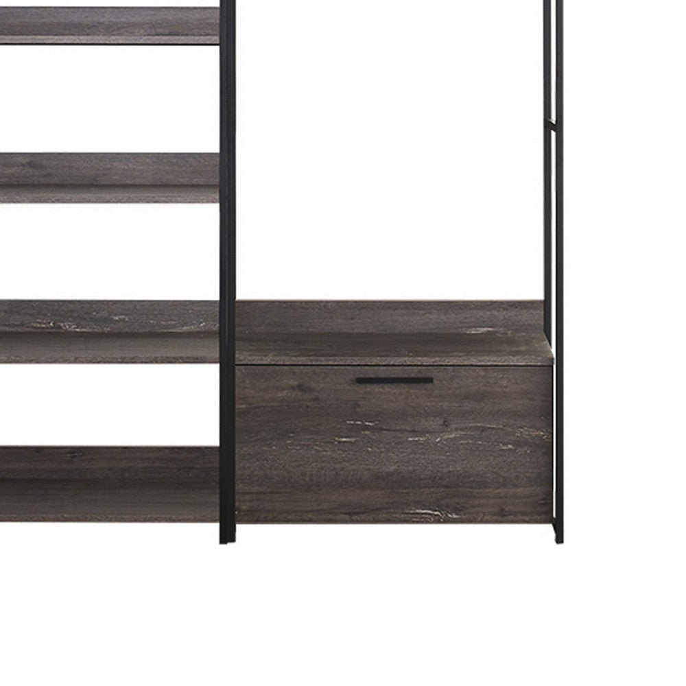 Gin Modular Closet System 3 Hanging Rods 8 Shelves Black Metal BM330092