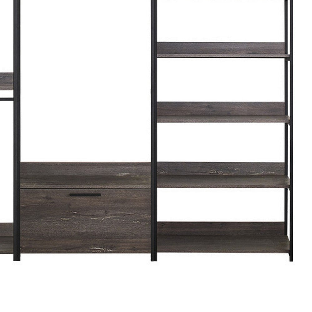 Gin Modular Closet System 8 Shelves 3 Hanging Rods Black Metal BM330093