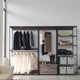 Gin Modular Closet System, 8 Shelves, 3 Hanging Rods, Black Metal
