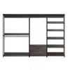 Gin Modular Closet System, 8 Shelves, 3 Hanging Rods, Black Metal