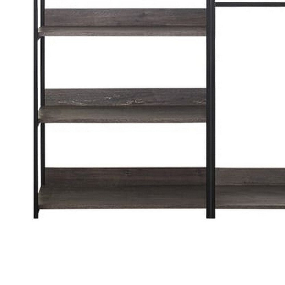 Gin Modular Closet System 9 Shelves 4 Hanging Rods Black Metal BM330094