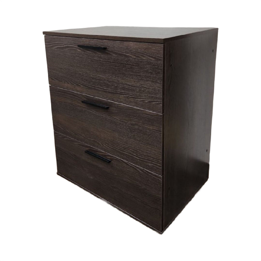 Moru Modular Jumbo Chest, 3 Drawers, Espresso Brown Wood Grain Details