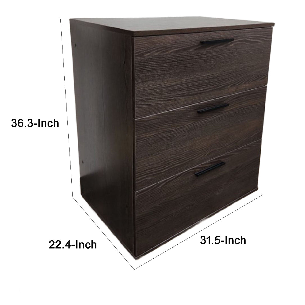 Moru Modular Jumbo Chest, 3 Drawers, Espresso Brown Wood Grain Details